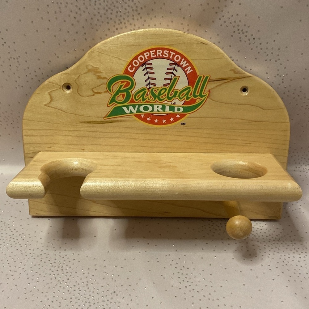 Cooperstown Bat, Ball, and, Glove Solid Wood Holder little league boys baseball